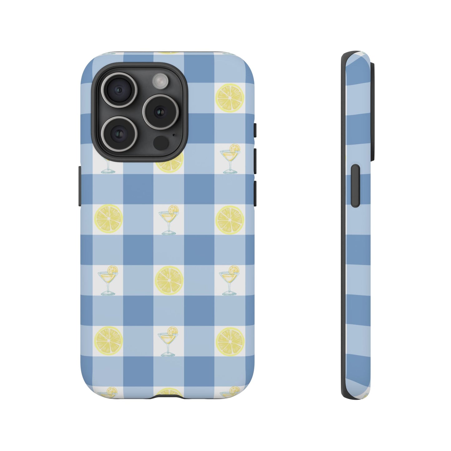 Summer Chic Lemon & Lemonade Aesthetic Gingham Plaid Tough Phone Case