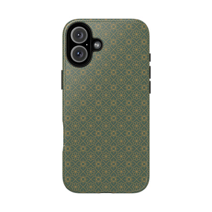 Opulent Dark Green & Gold Vintage Floral Tough Phone Case