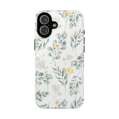 Watercolor Eucalyptus Branches and Daisy Tough Phone Case
