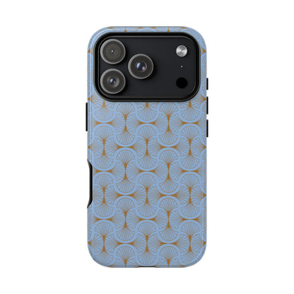 Tranquil Blue & Gold Fan Pattern Tough Phone Case
