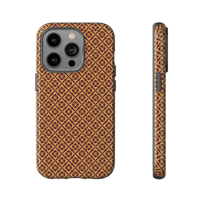 Elegant Burgundy & Gold Interlocking Geometric Tough Phone Case