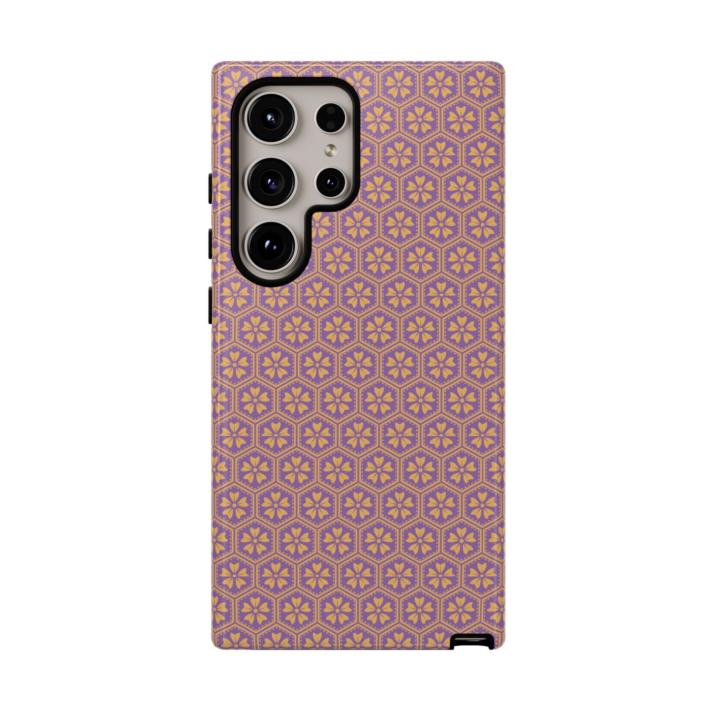 Vibrant Purple & Orange Floral Hexagon Tough Phone Case