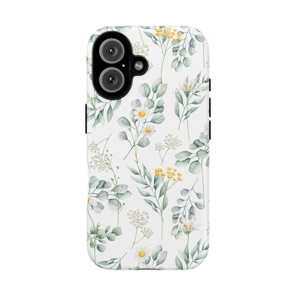 Watercolor Eucalyptus Branches and Daisy Tough Phone Case