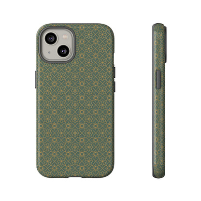 Opulent Dark Green & Gold Vintage Floral Tough Phone Case
