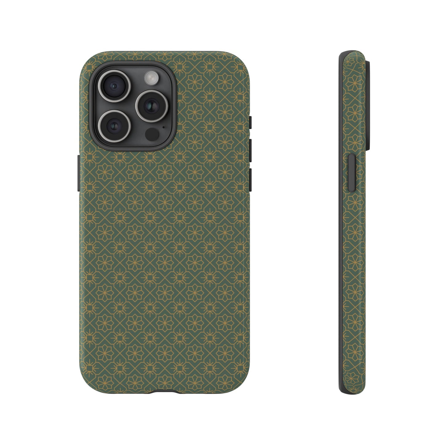 Opulent Dark Green & Gold Vintage Floral Tough Phone Case