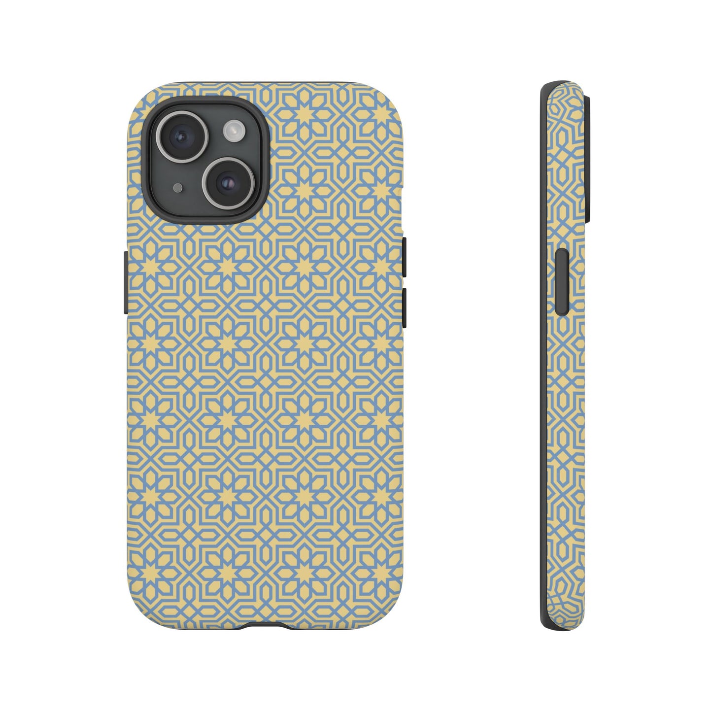 Pastel Yellow & Blue Floral Geometric Tough Phone Case