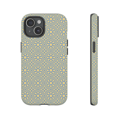 Pastel Yellow & Blue Floral Geometric Tough Phone Case