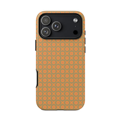 Edgy Green & Orange Vintage Pattern Tough Phone Case