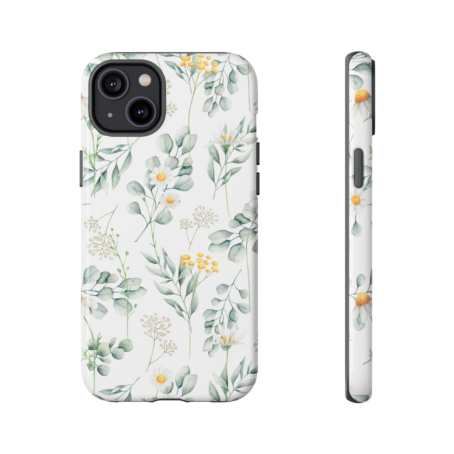 Watercolor Eucalyptus Branches and Daisy Tough Phone Case