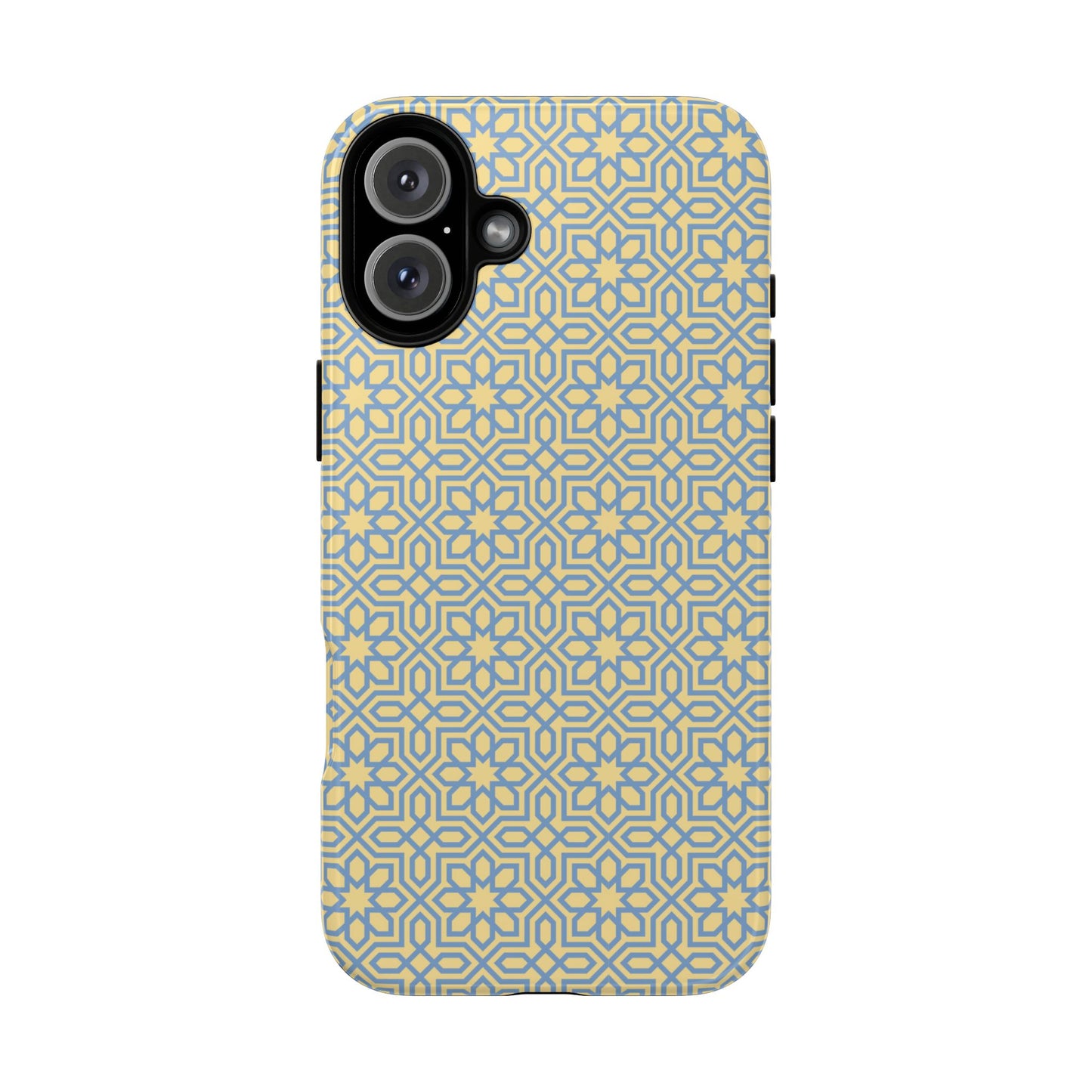 Pastel Yellow & Blue Floral Geometric Tough Phone Case