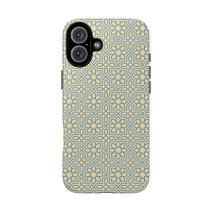 Pastel Yellow & Blue Floral Geometric Tough Phone Case