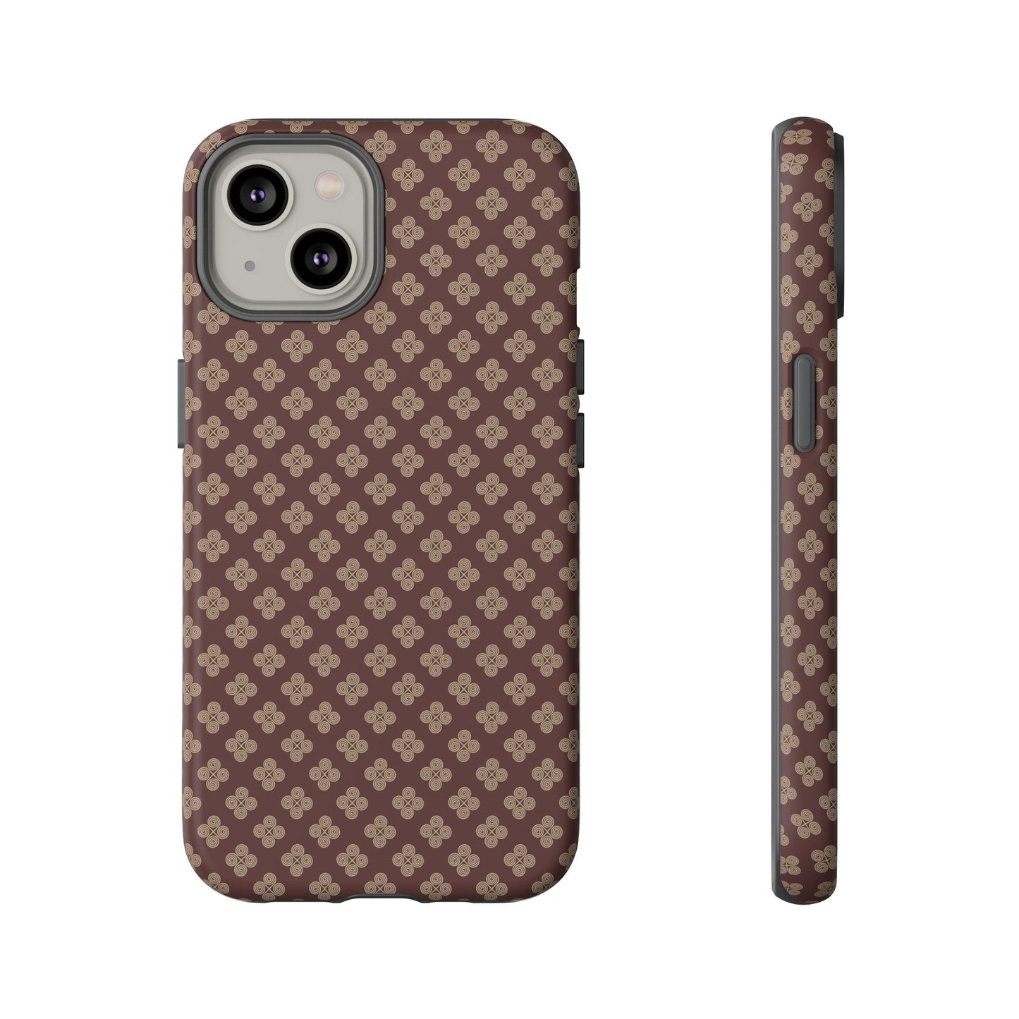 Earthy Brown & Beige Floral Tough Phone Case