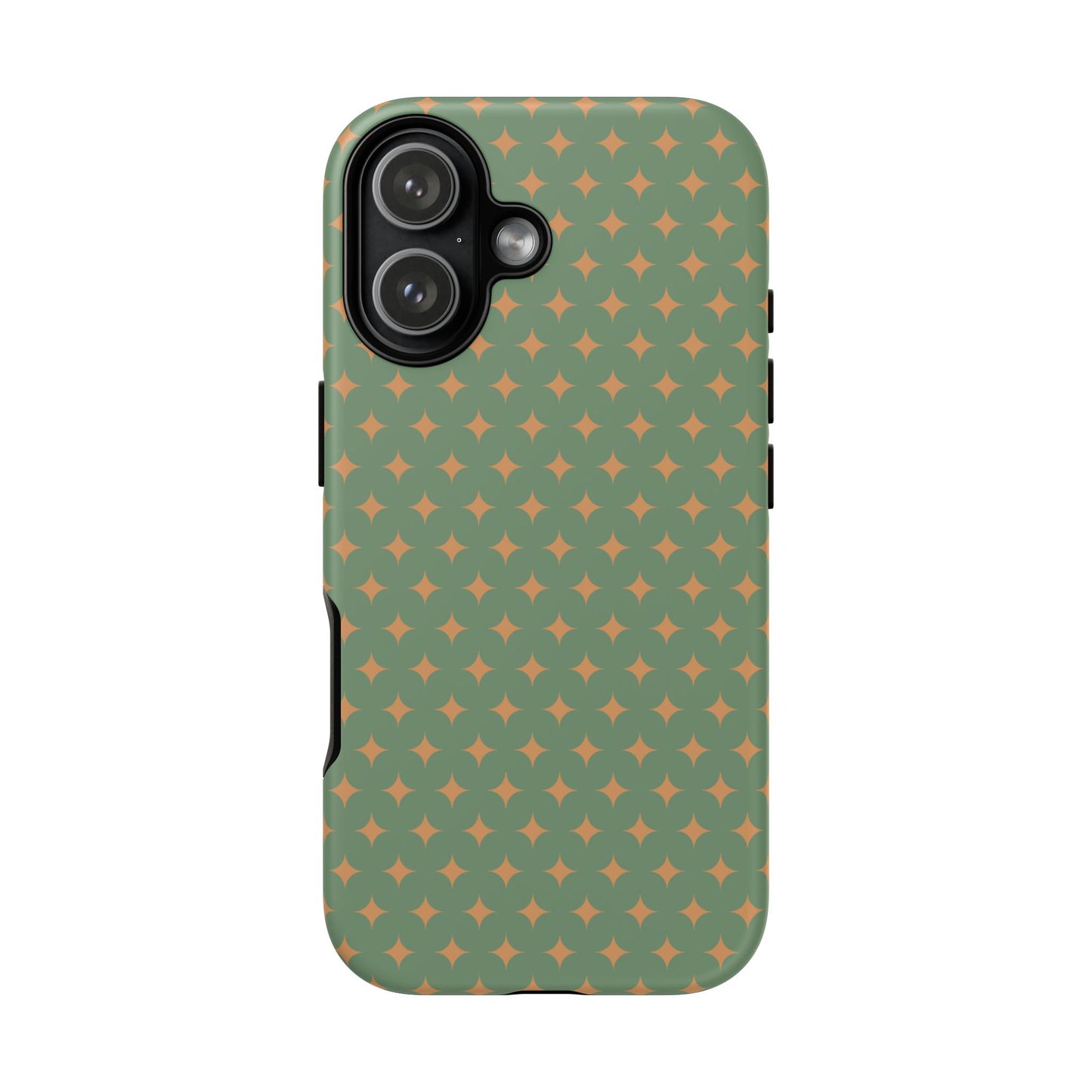 Playful Green & Orange Diamond Pattern Tough Phone Case