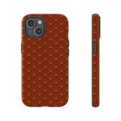 Vintage Brown & Gold Geometric Pattern Tough Phone Case