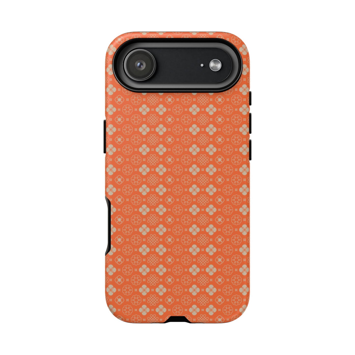 Warm Orange & Beige Japanese Vintage Floral Pattern Tough Phone Case