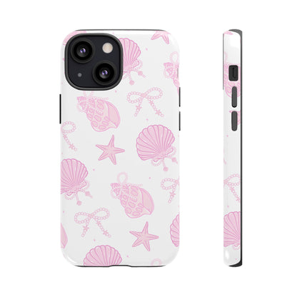 Pink Shell Bow Phone Case, Cute Ocean Inspired Case, Beach Lover Aesthetic Phone Cover, Summer Accessories