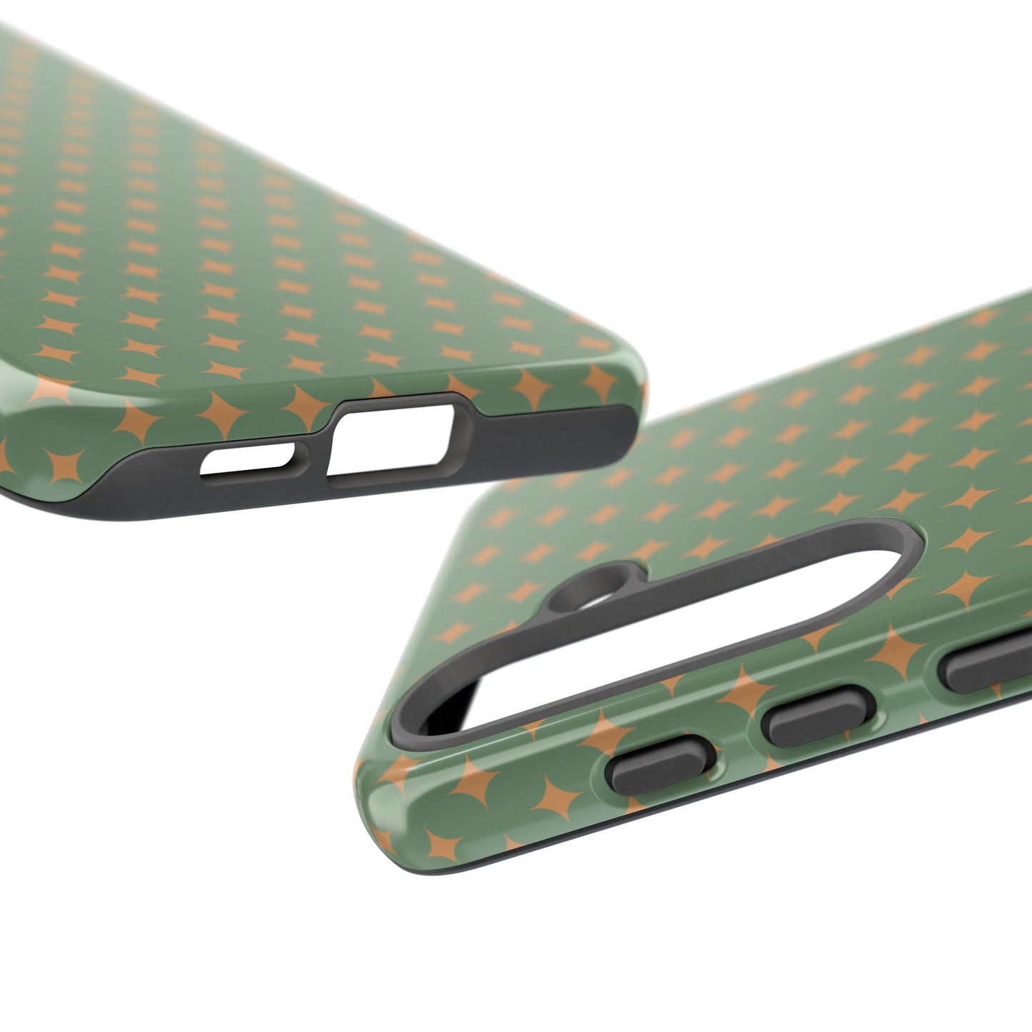 Playful Green & Orange Diamond Pattern Tough Phone Case