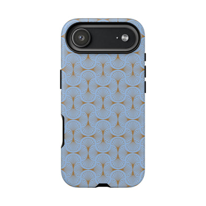 Tranquil Blue & Gold Fan Pattern Tough Phone Case