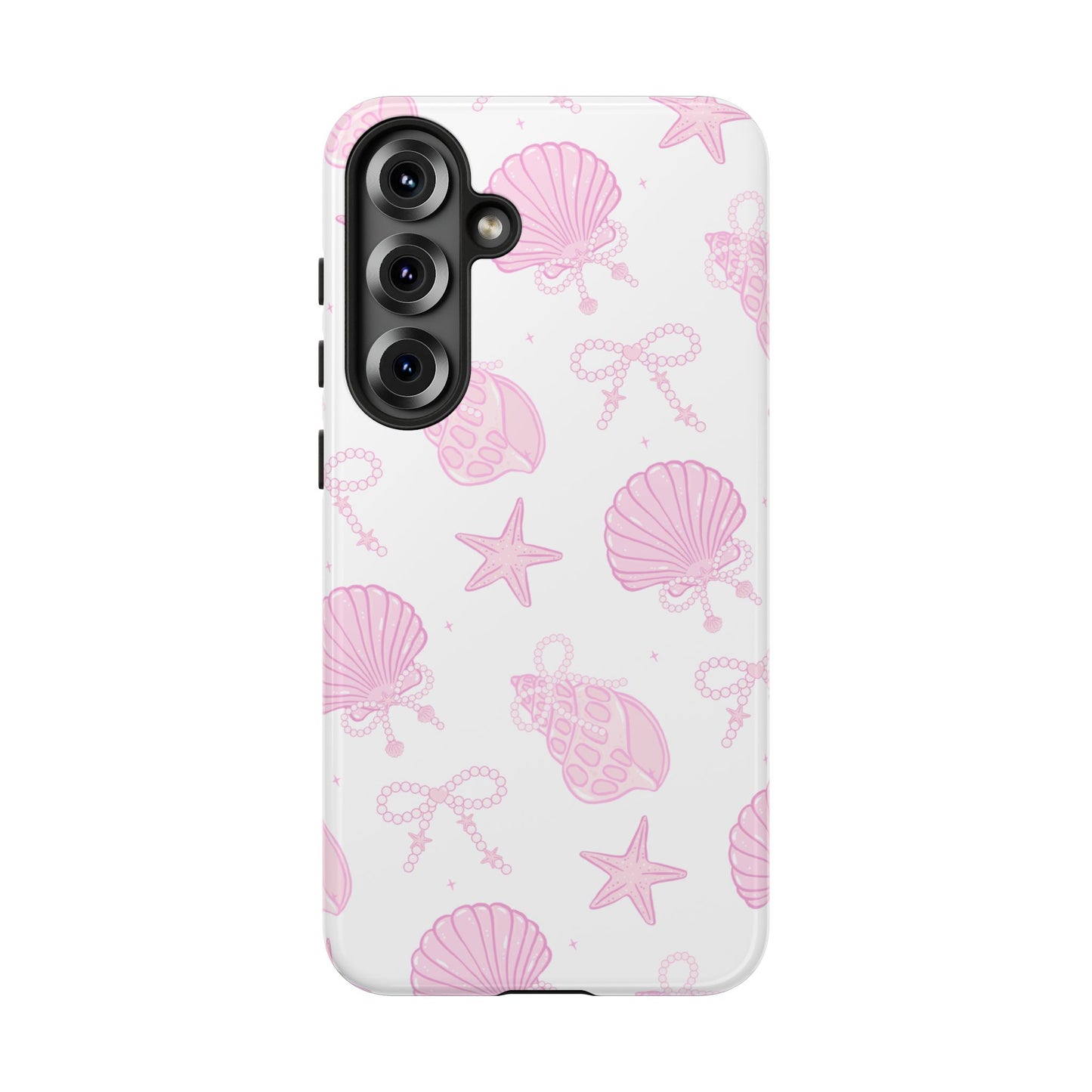 Pink Shell Bow Phone Case, Cute Ocean Inspired Case, Beach Lover Aesthetic Phone Cover, Summer Accessories