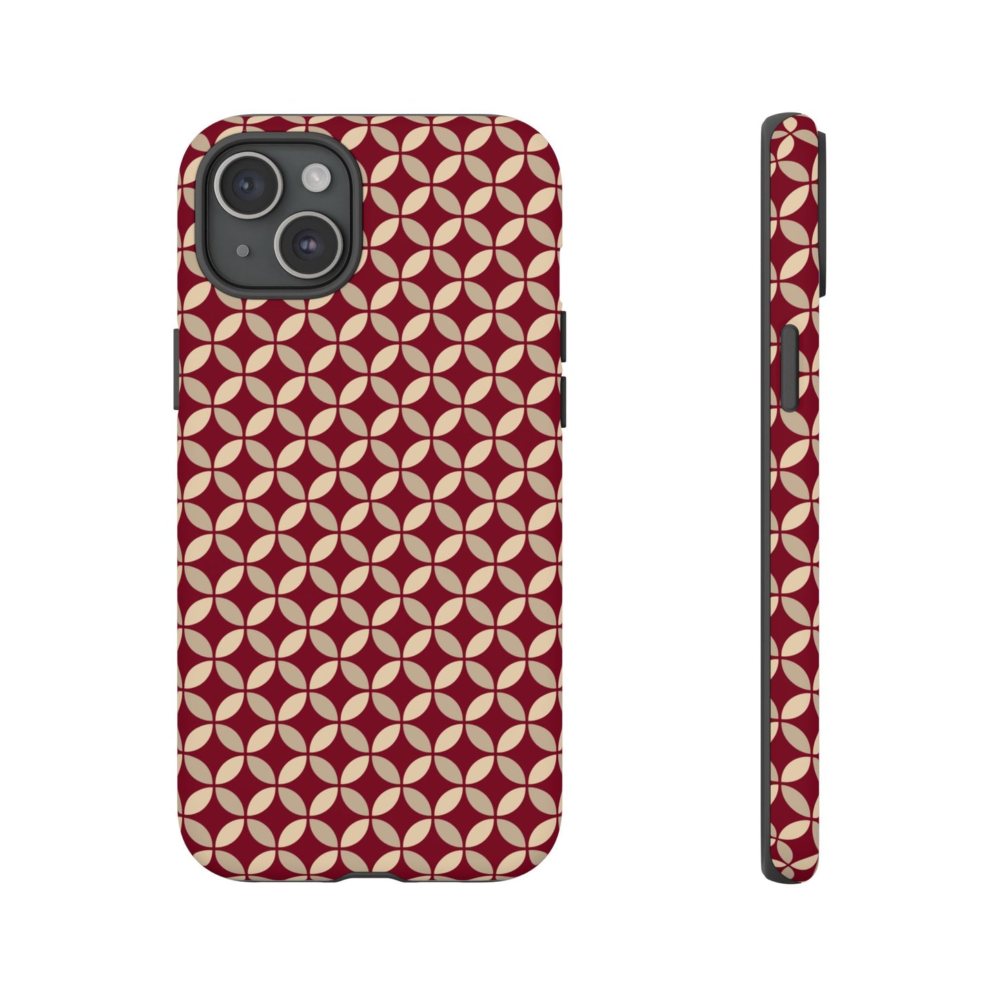 Vintage Geometric Red & Beige Interlocking Pattern Tough Phone Case