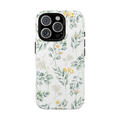 Watercolor Eucalyptus Branches and Daisy Tough Phone Case
