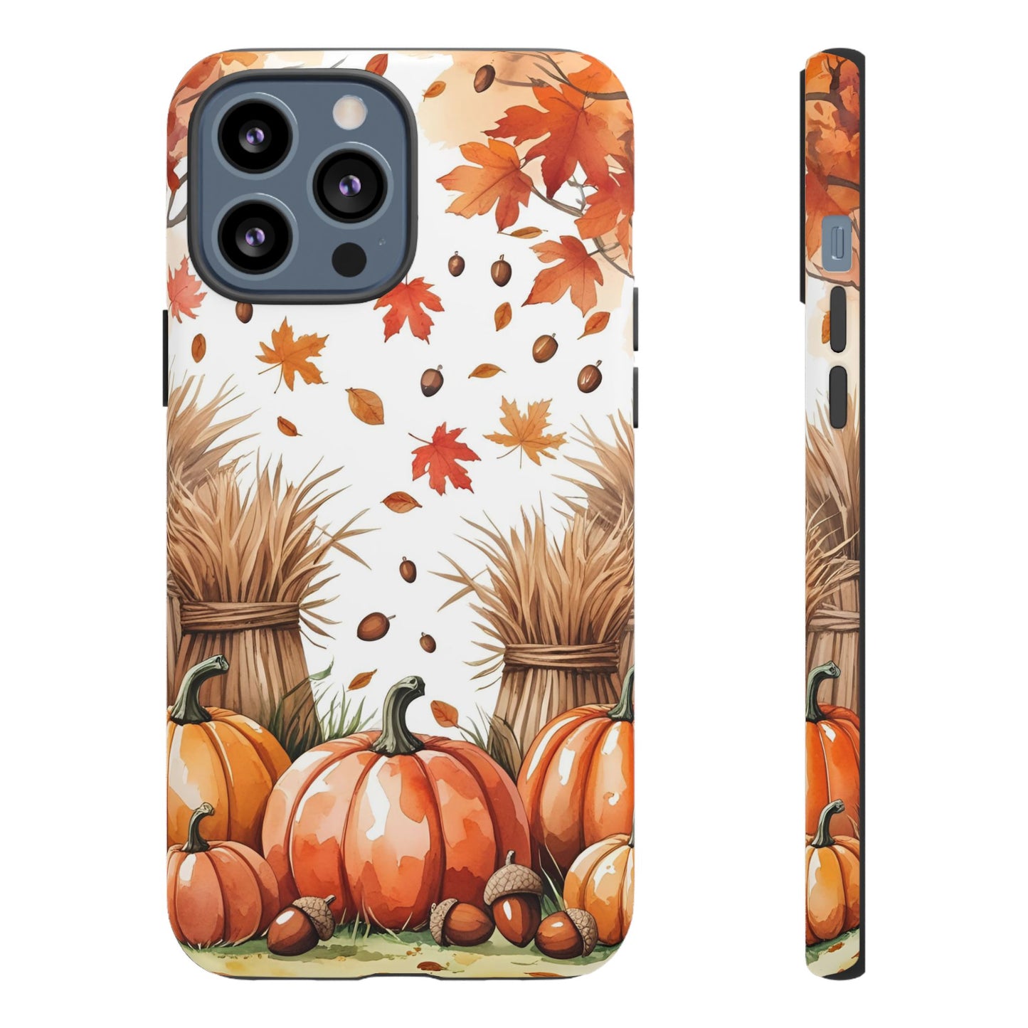 Fall Dry Straw & Pumpkin Tough Phone Case