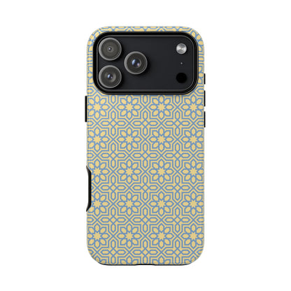 Pastel Yellow & Blue Floral Geometric Tough Phone Case