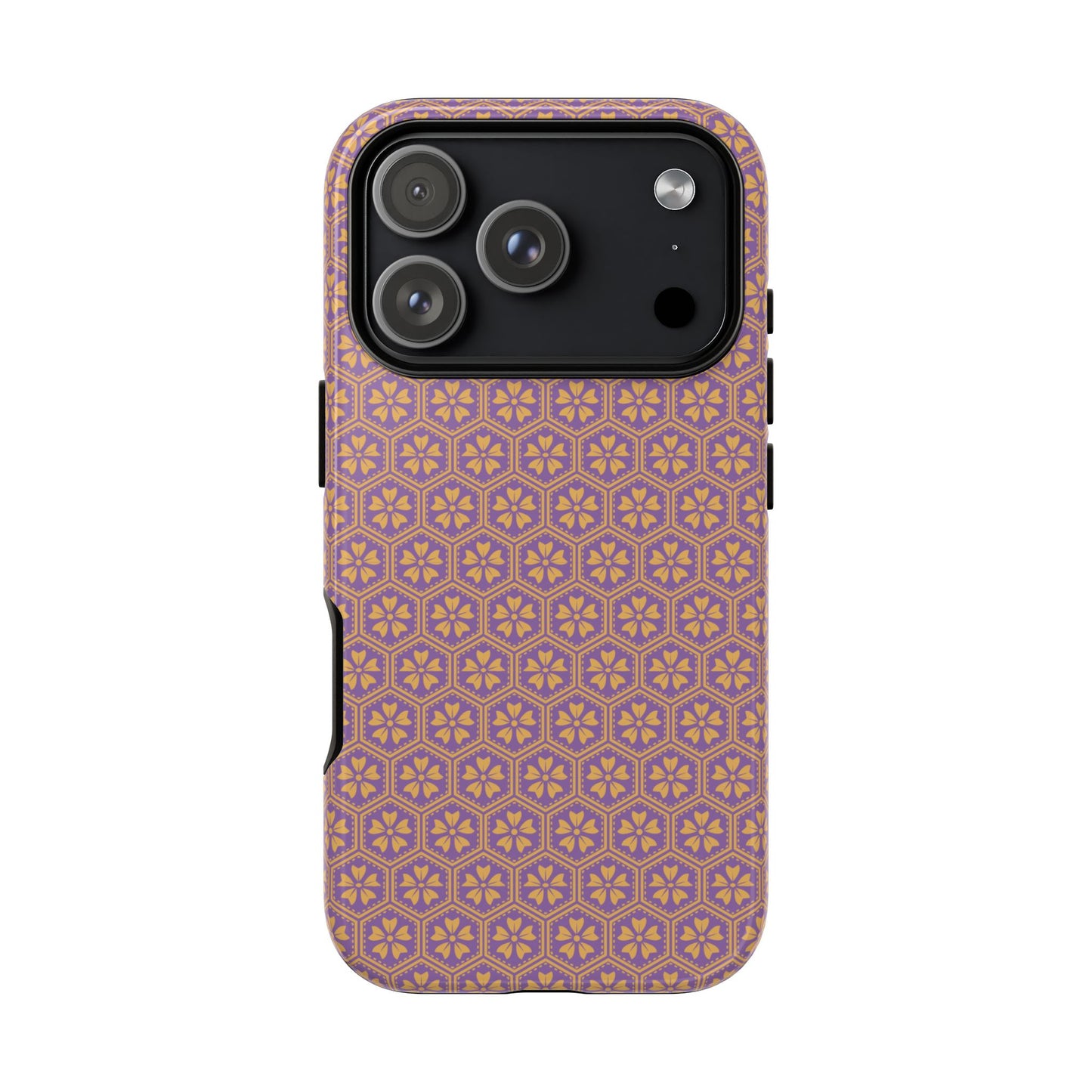 Vibrant Purple & Orange Floral Hexagon Tough Phone Case