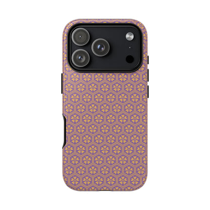 Vibrant Purple & Orange Floral Hexagon Tough Phone Case