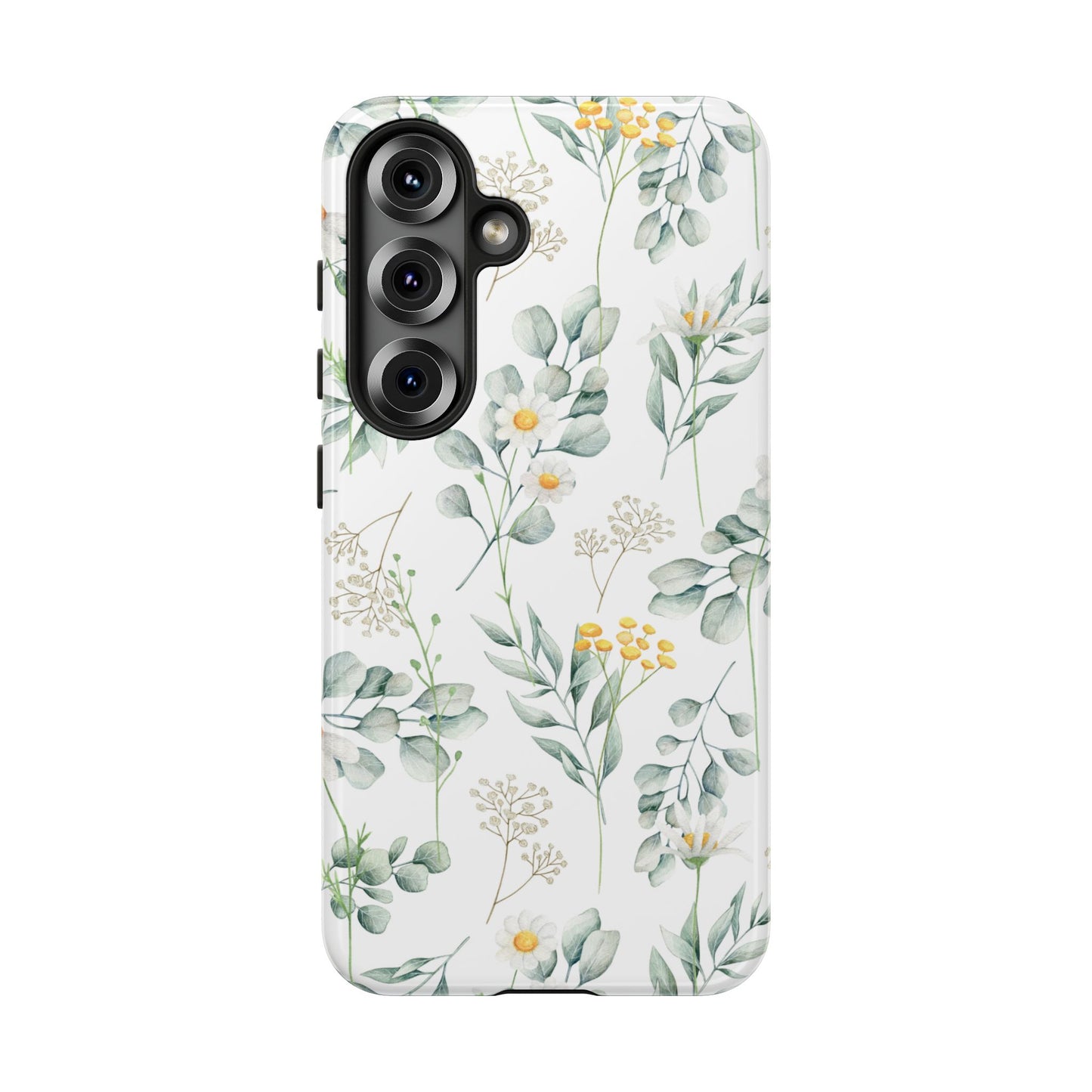 Watercolor Eucalyptus Branches and Daisy Tough Phone Case