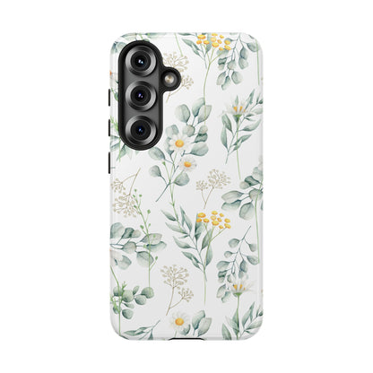 Watercolor Eucalyptus Branches and Daisy Tough Phone Case