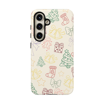 Minimal Christmas Holiday Outline Tough Phone Case