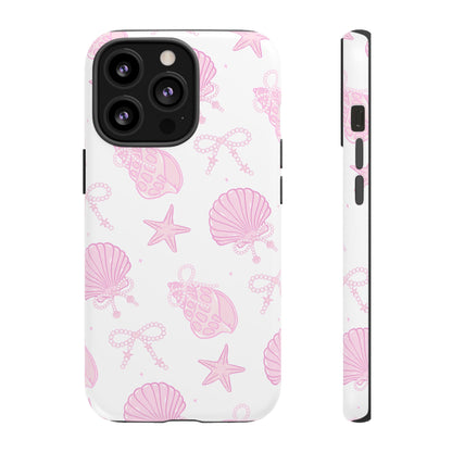 Pink Shell Bow Phone Case, Cute Ocean Inspired Case, Beach Lover Aesthetic Phone Cover, Summer Accessories