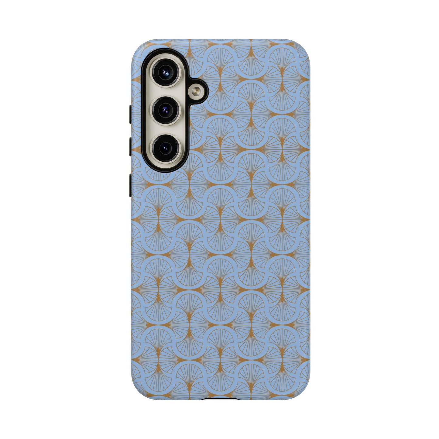 Tranquil Blue & Gold Fan Pattern Tough Phone Case