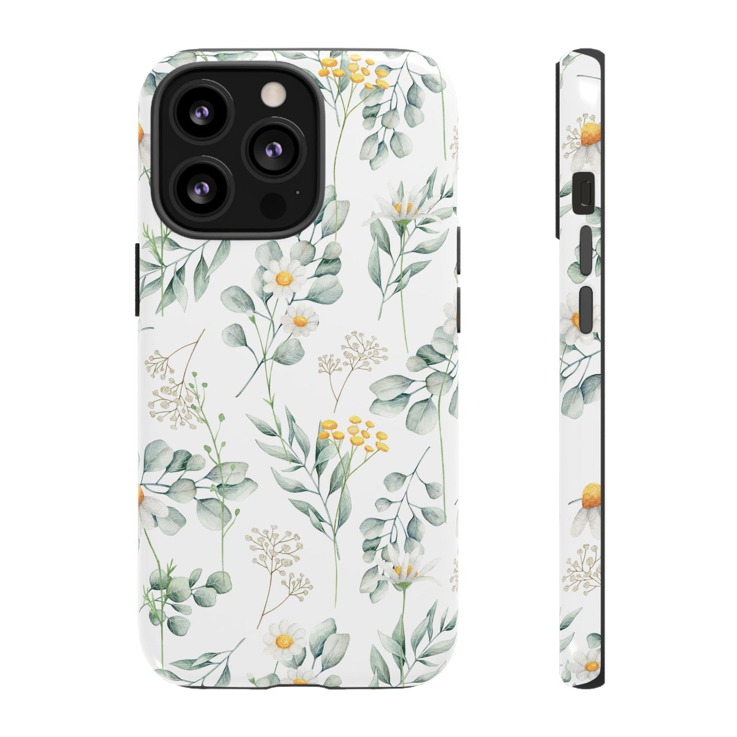 Watercolor Eucalyptus Branches and Daisy Tough Phone Case