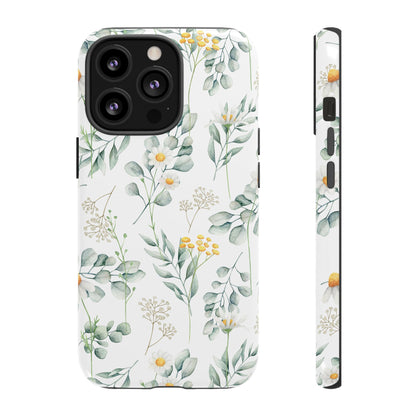 Watercolor Eucalyptus Branches and Daisy Tough Phone Case