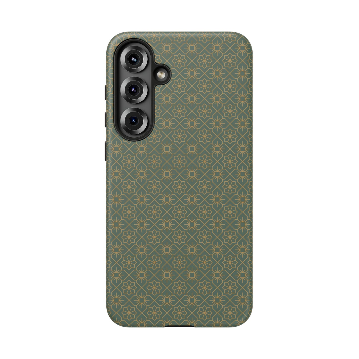Opulent Dark Green & Gold Vintage Floral Tough Phone Case