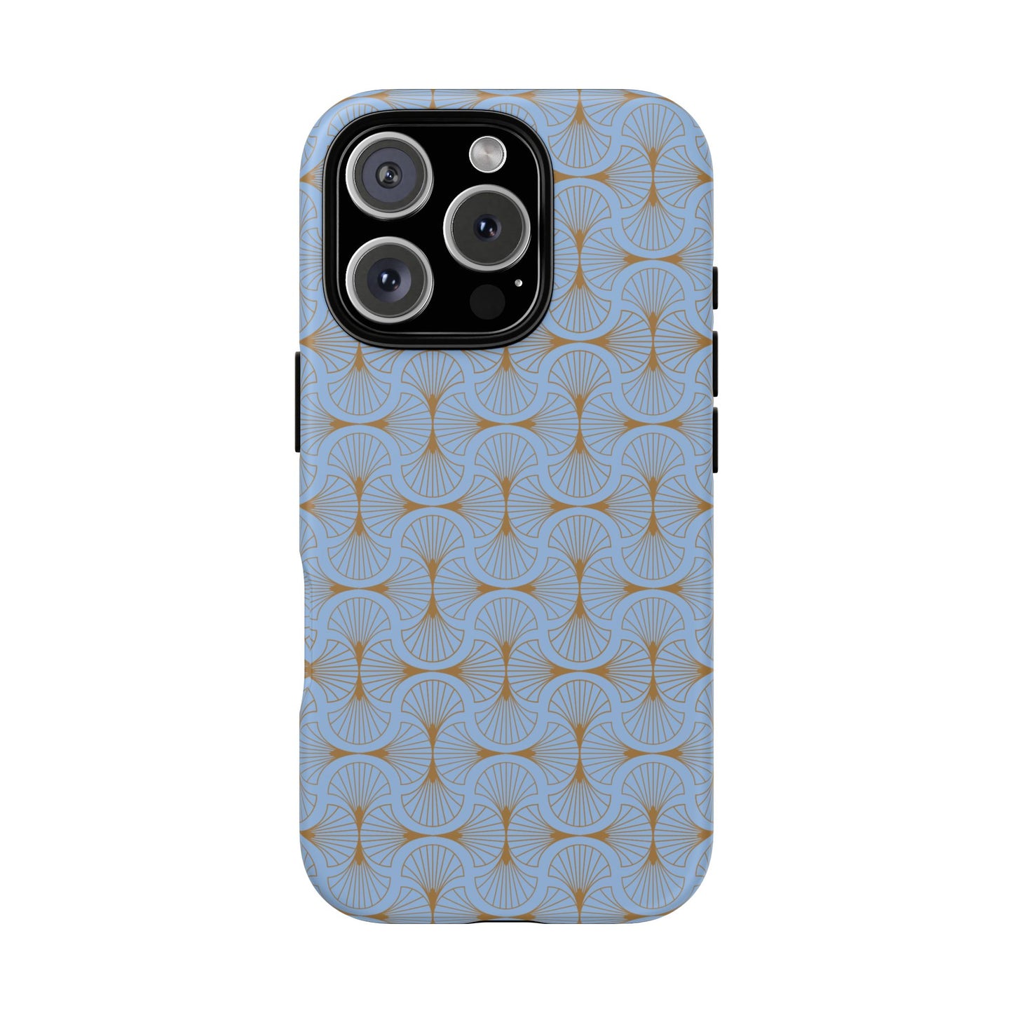 Tranquil Blue & Gold Fan Pattern Tough Phone Case