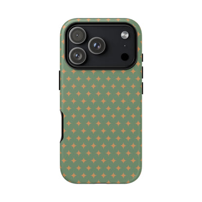 Playful Green & Orange Diamond Pattern Tough Phone Case