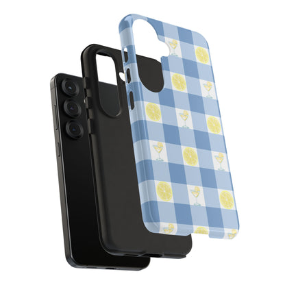 Summer Chic Lemon & Lemonade Aesthetic Gingham Plaid Tough Phone Case
