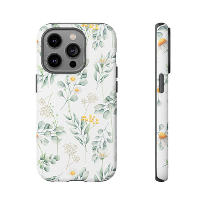 Watercolor Eucalyptus Branches and Daisy Tough Phone Case