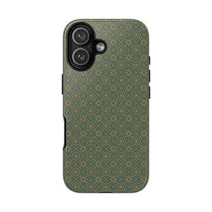 Opulent Dark Green & Gold Vintage Floral Tough Phone Case