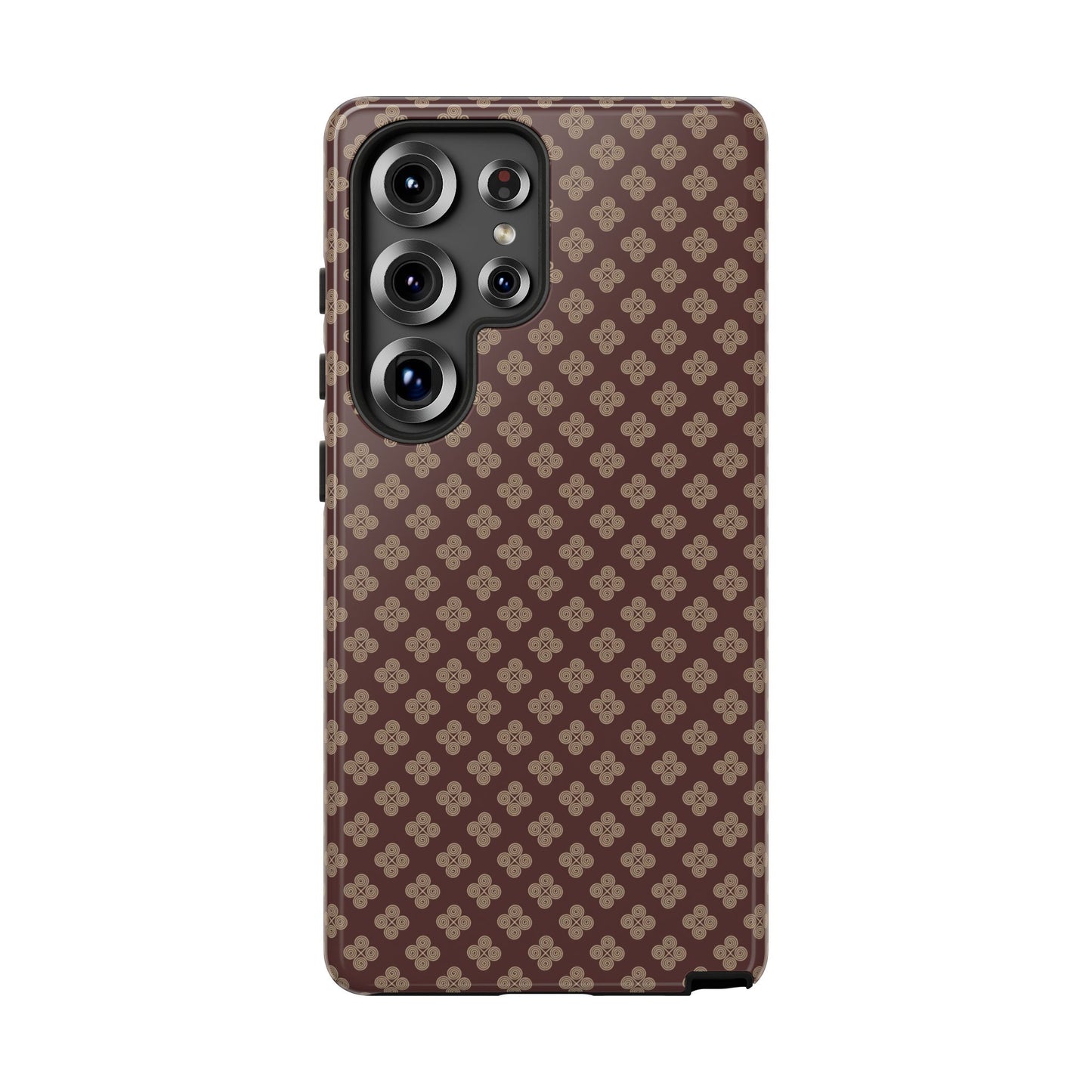 Earthy Brown & Beige Floral Tough Phone Case