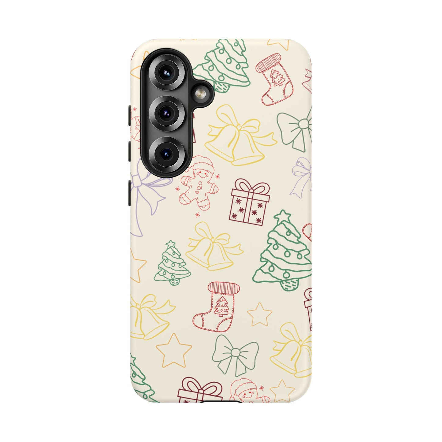 Minimal Christmas Holiday Outline Tough Phone Case