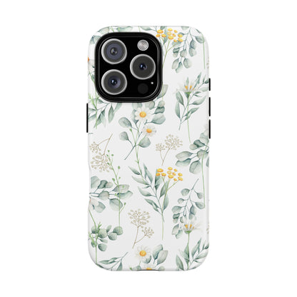 Watercolor Eucalyptus Branches and Daisy Tough Phone Case