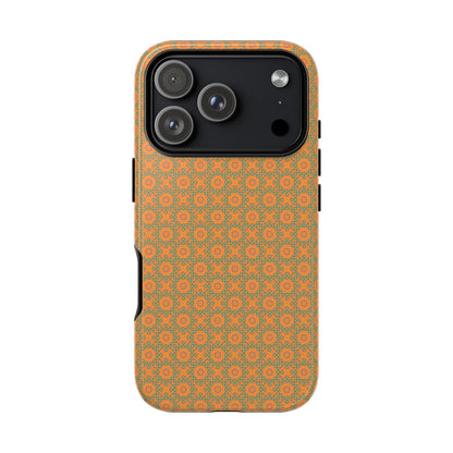 Edgy Green & Orange Vintage Pattern Tough Phone Case