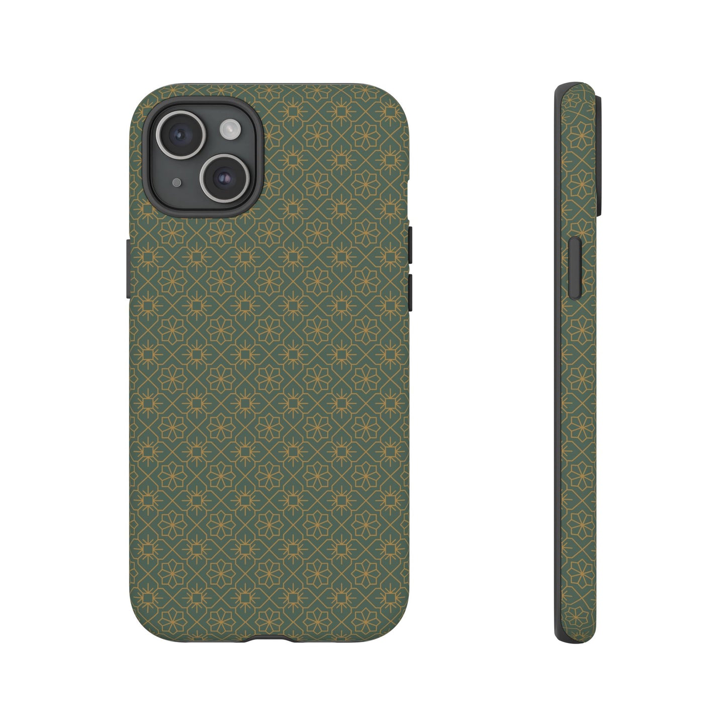 Opulent Dark Green & Gold Vintage Floral Tough Phone Case