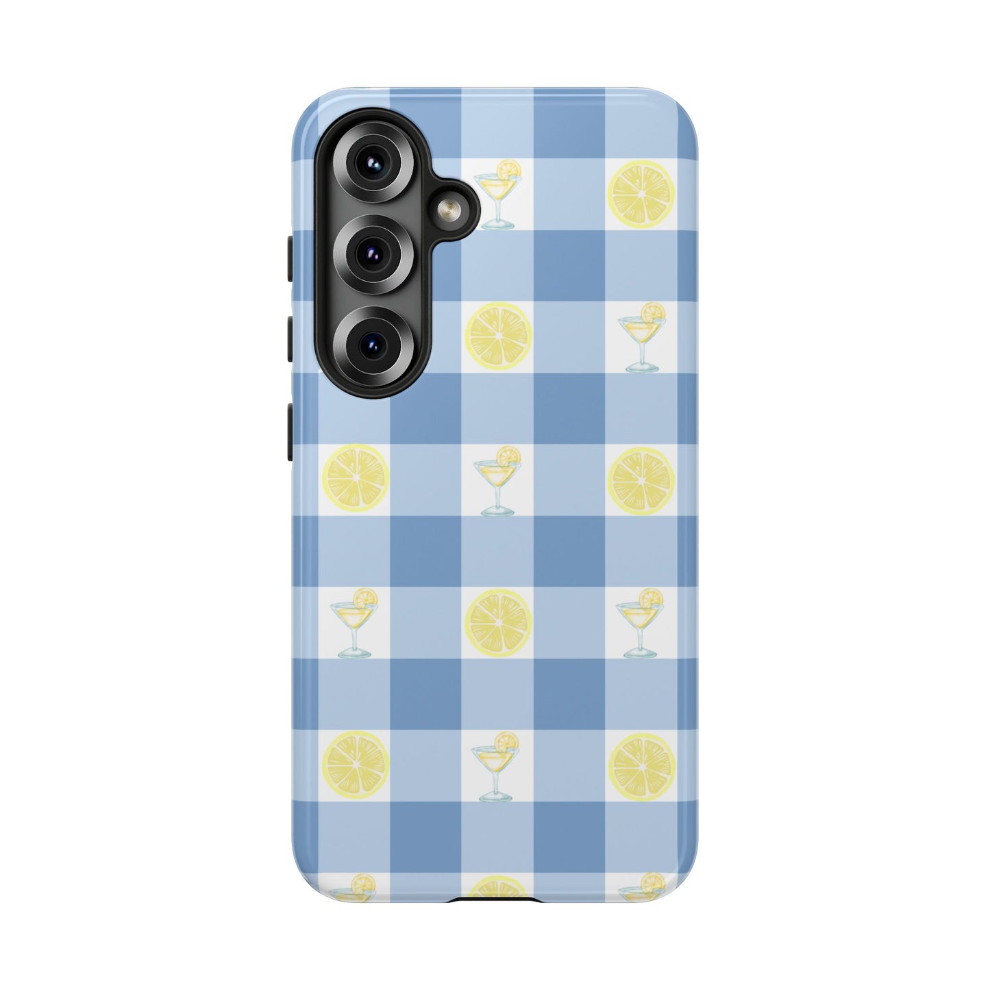 Summer Chic Lemon & Lemonade Aesthetic Gingham Plaid Tough Phone Case