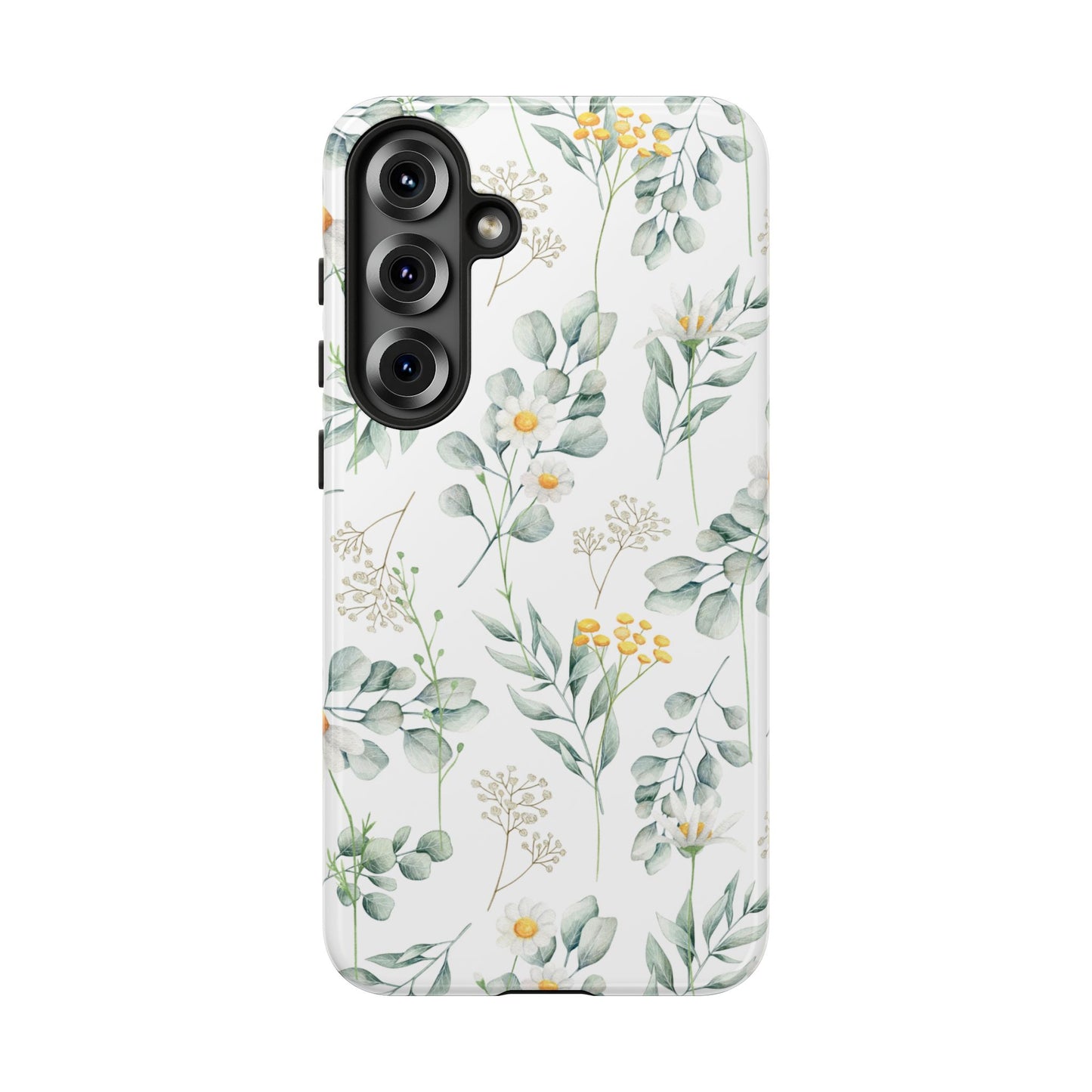 Watercolor Eucalyptus Branches and Daisy Tough Phone Case