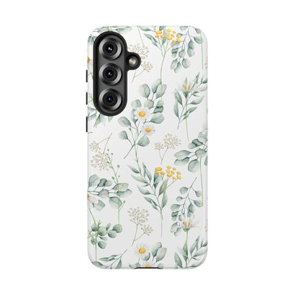 Watercolor Eucalyptus Branches and Daisy Tough Phone Case